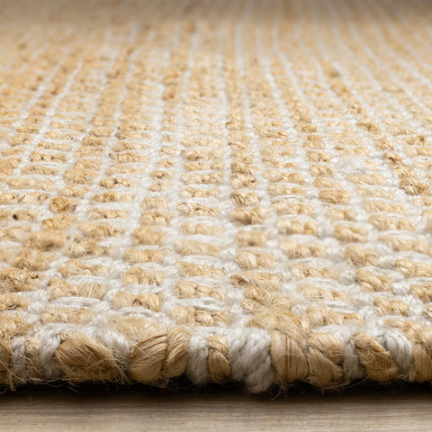 Naturals Jute Rug - Intricate Light Oak Weave pile height