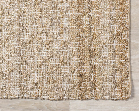 Naturals Jute Rug - Light Oak Diamond corner detail