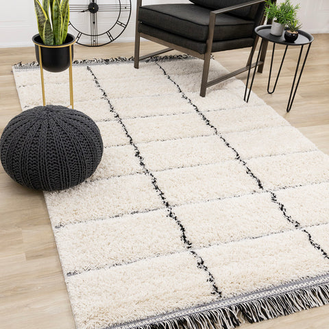 Novato Rug - Black Stripes in living room setting