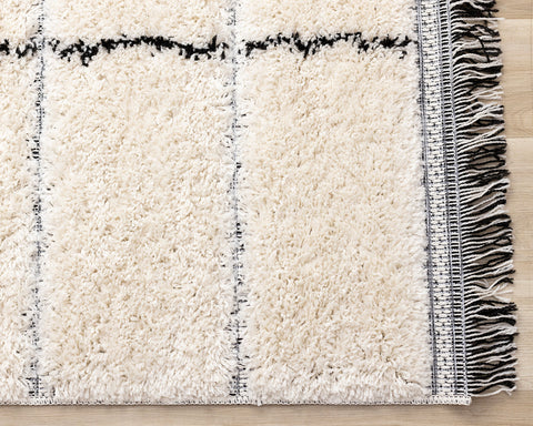 Novato Rug - Black Stripes corner detail