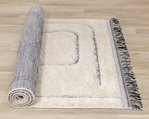 Novato Dual Texture Rug - Wavy Lines roll on floor