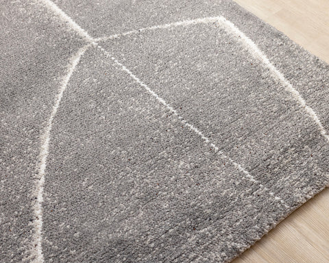 Ravine Rug - Grey Cream Strokes corner