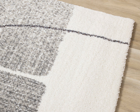 Ravine Distressed Rug - Grey Cream Modern Abstract corner