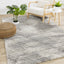 Ravine Rug - Grey Cream Distressed Lines in living room setting