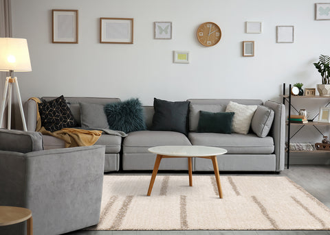 Rondo Rug - Lines in living room setting