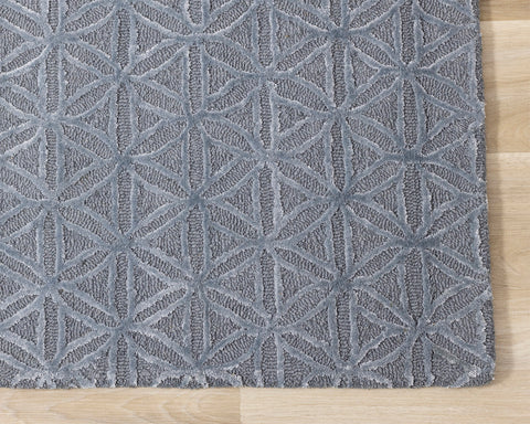 Royal Natural Wool Rug - Blue corner