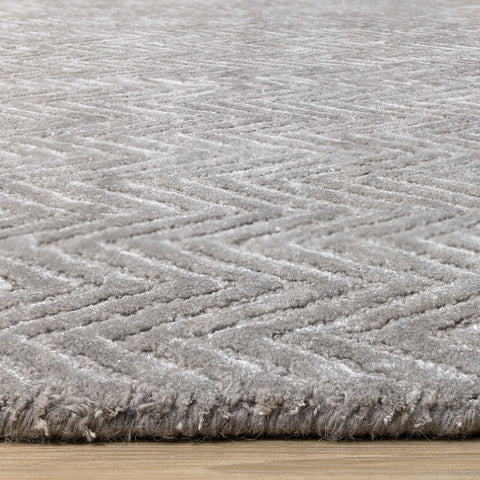 Royal Natural Wool Rug - Grey Chevron pile height