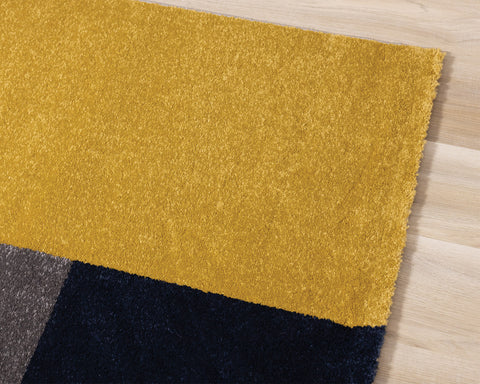 Safi Rug - Geometric Blue Grey Yellow corner