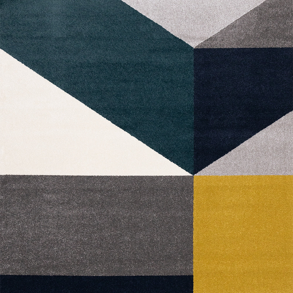 Safi Rug - Geometric Blue Grey Yellow