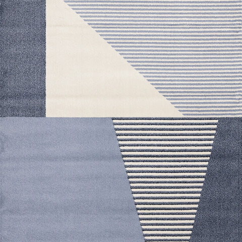 Safi Rug - Geometric Blue Cream sample