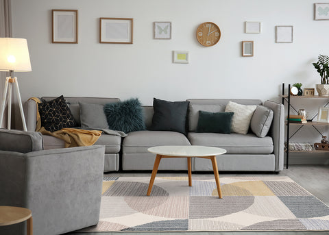 Safi Rug - Multicolour circles in living room setting