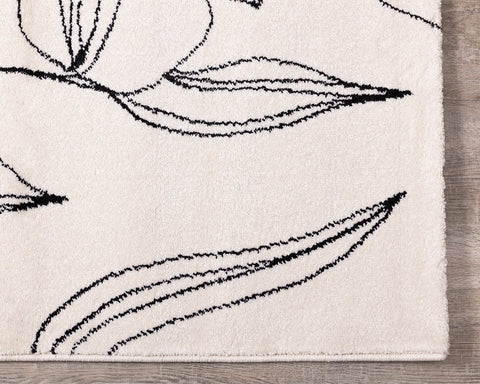 Safi Rug - Grey Flowers corner detail