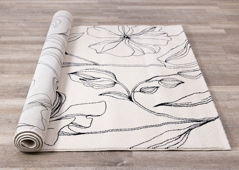 Safi Rug - Grey Flowers roll on floor