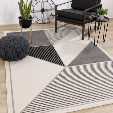 Safi Rug - Geometric Triangles in living room setting
