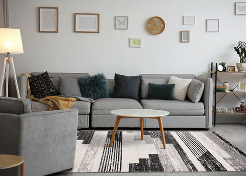 Swift Rug - Patterned Lines in living room setting