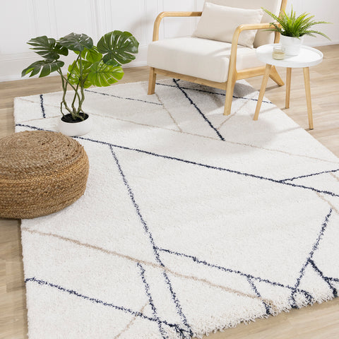 Shira Soft Touch Rug - Geometric in living room setting