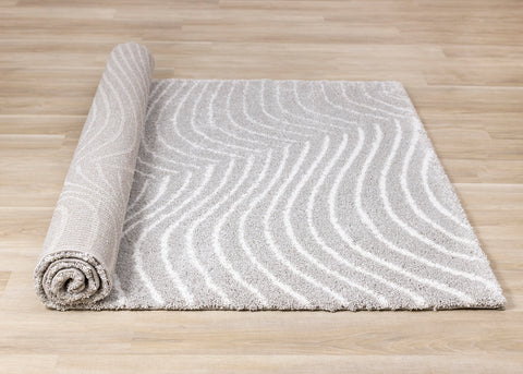 Shira Soft Touch Rug - Grey Waves roll on floor