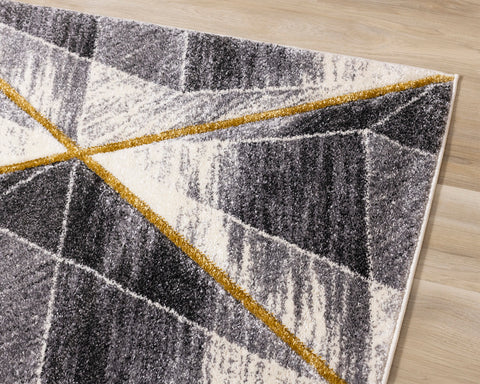 Soho Rug - Grey Yellow Diamonds corner