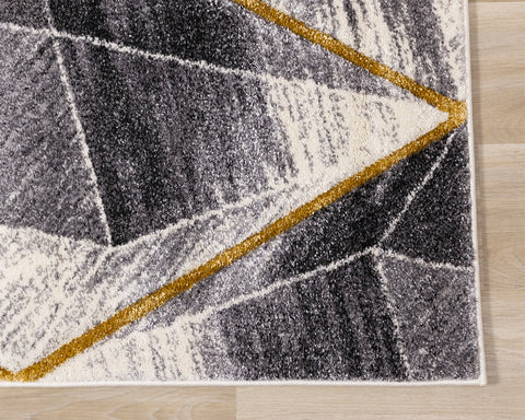 Soho Rug - Grey Yellow Diamonds corner detail