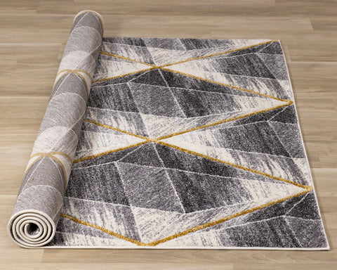 Soho Rug - Grey Yellow Diamonds roll on floor