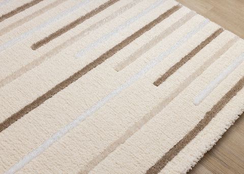 Sully Rug - Brown Staggered Lines corner