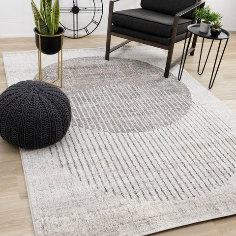 Swift Rug - Merging Circles in living room setting