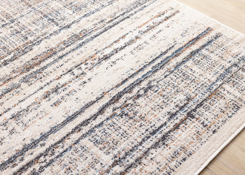 Swift Rug - Cream Taupe Distressed Lines corner