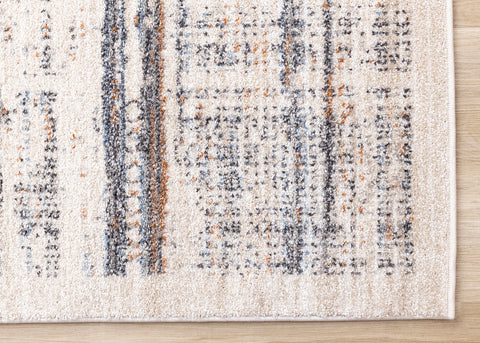 Swift Rug - Cream Taupe Distressed Lines corner detail