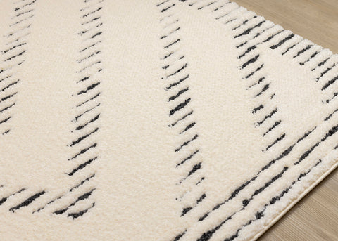 Talia Rug - Black Striped Diamond corner