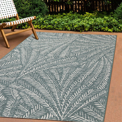 Vista Indoor / Outdoor Rug - Botanical Print in outdoor setting on patio