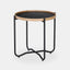 Black 19" diameter round coffee table with solid MDF & bentwood top and metal legs.