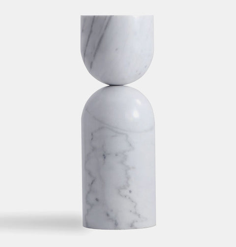 One piece white marble side table.