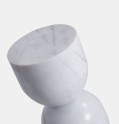 One piece white marble side table.