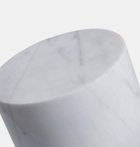 One piece white marble side table.