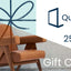 Gift card for Qubik Furniture at a 250$ value showing the Nehru lounge chair.