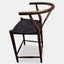 Hans Wegner inspired counter stool in walnut stained ash wood with black cord woven seat.