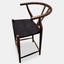 Hans Wegner inspired counter stool in walnut stained ash wood with black cord woven seat.