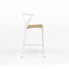 Hans Wegner inspired counter stool in white painted beech wood with natural cord woven seat.